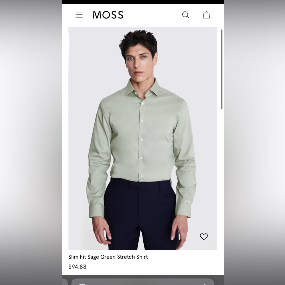 Slim Fit Sage Green Stretch Shirt